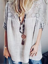 Load image into Gallery viewer, Women Solid Casual V-Neck Long Sleeve Blouses