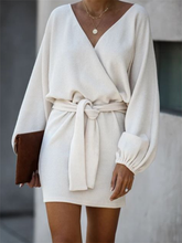 Load image into Gallery viewer, Autumn And Winter Ladies Fashion Knitted V-Neck Dress