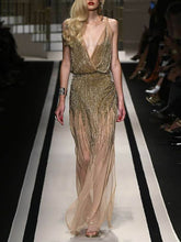 Load image into Gallery viewer, Sexy Suspender Sequin Evening Dress