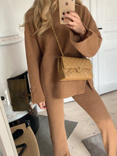 Load image into Gallery viewer, Fashion Casual Solid Color Round Neck Split Two-piece Suit