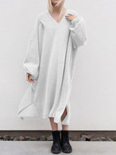 Load image into Gallery viewer, Fashion Loose Solid Color V-neck Lantern Sleeve Casual Dress