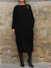 Load image into Gallery viewer, Loose Round Neck Casual Solid Color Long Sleeve Dress