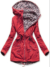 Load image into Gallery viewer, Leopard Print Hooded Reversible Coat
