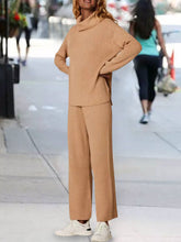 Load image into Gallery viewer, Fashion High Neck Knitted Casual Two-piece Suit