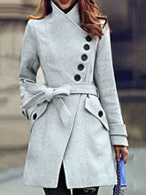 Load image into Gallery viewer, Fashion Stand-up Collar Diagonally Buttoned Casual Woolen Ladies Coat