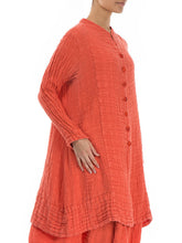 Load image into Gallery viewer, Retro Simple Button Orange Linen Jacket Coat