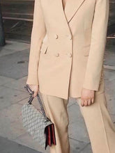 Load image into Gallery viewer, Ladies Double-breasted Flared Pants Solid Color Suit Two-piece Suit