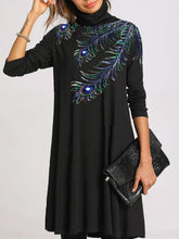 Load image into Gallery viewer, Retro Loose Casual Long Sleeve High Collar Dress