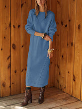 Load image into Gallery viewer, Knitted Warm Solid Color Loose Round Neck Casual Dress