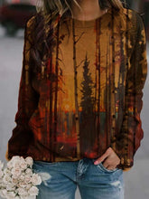 Load image into Gallery viewer, Forest Pattern Printed Casual Ladies Sweater