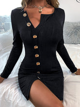 Load image into Gallery viewer, Fashion Metal Buckle Slim Knitted Dress