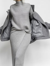 Load image into Gallery viewer, Fashion Solid Color High Collar Casual Long Sleeve Two-piece Suit