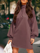Load image into Gallery viewer, High Collar Long Sleeve Loose Casual Sweater Dress