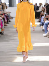 Load image into Gallery viewer, Solid Color High Neck Long Sleeve Fashion Dress