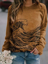 Load image into Gallery viewer, Women's Sea Wave Pattern Printed Casual Sweater