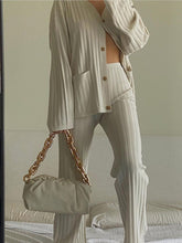 Load image into Gallery viewer, Fashion Casual Button Knitted Cardigan Women'S Two-Piece Suit