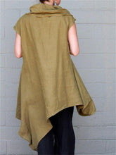 Load image into Gallery viewer, Cotton And Linen Scarf Collar Sleeveless Irregular Hem Women'S Suit