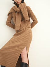 Load image into Gallery viewer, Simple And Fashionable Solid Color Slit Women'S Knitted Two-Piece Suit