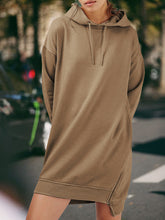 Load image into Gallery viewer, Hooded Solid Color Hem Zipper Sweater Dress