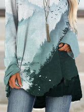 Load image into Gallery viewer, Ink Painting Print Round Neck Long Sleeve Hoodies