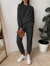 Load image into Gallery viewer, Fashion Round Neck Solid Color Casual Two-piece Suit