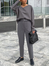 Load image into Gallery viewer, Fashion Long Sleeve V-neck Casual Two-piece Suit