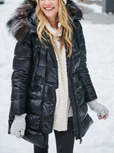 Load image into Gallery viewer, Fashion Mid-length Fur Collar Hooded Down Jacket Coat