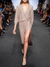 Load image into Gallery viewer, Fashion V-neck Mid-sleeve Evening Dress