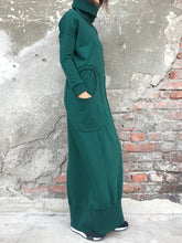 Load image into Gallery viewer, High Collar Stitching Pocket Solid Color Casual Dress