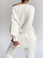 Load image into Gallery viewer, Casual Solid Color Cardigan Knitted Two-piece Suit