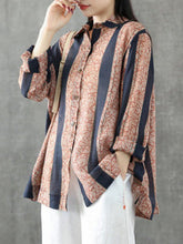 Load image into Gallery viewer, Prints Pattern Linen Shift Lapel Long Sleeves Shirt