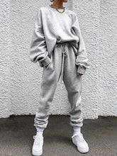 Load image into Gallery viewer, Casual Sports Style Round Neck Solid Color Long Sleeve Two-piece Suit