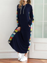 Load image into Gallery viewer, Winter Colorful Striped Hoodie Dress with Pockets