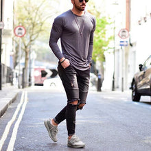 Load image into Gallery viewer, Men'S Cotton Round Neck Slim Long Sleeve T-Shirt