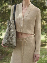 Load image into Gallery viewer, Two-Piece Women'S Casual V-Neck Button Knitted Skirt