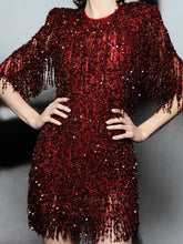 Load image into Gallery viewer, Fashion Fringed Round Neck Mini Dress