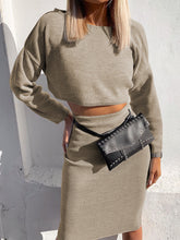 Load image into Gallery viewer, Fashion Slim Round Neck Knitted Tight Fit Skirt Suits