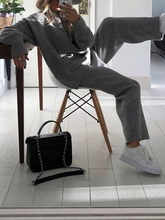 Load image into Gallery viewer, Fashion Hooded Knitted Solid Color Loose Two-piece Suit