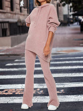 Load image into Gallery viewer, Knitted Round Neck Hooded Solid Color Casual Ladies Two-piece Suit