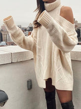 Load image into Gallery viewer, Women'S Warm Casual High Neck Strapless Sweater Dress