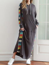 Load image into Gallery viewer, Winter Colorful Striped Hoodie Dress with Pockets