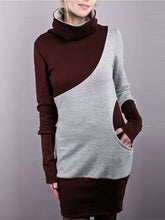 Load image into Gallery viewer, Fashion Color Block High Neck Long Sweatshirt