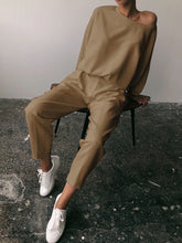 Load image into Gallery viewer, Fashion Casual Round Neck Long Sleeve Solid Color Two-piece Suit