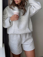 Load image into Gallery viewer, Fashion Solid Color Hooded Loose Casual Two-piece Suit