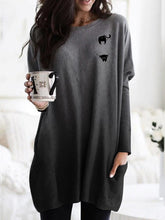 Load image into Gallery viewer, Cute Cat Pocket Gradient Color Long Sleeve T-Shirt