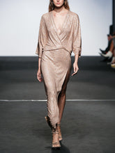 Load image into Gallery viewer, Fashion V-neck Mid-sleeve Evening Dress