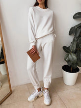 Load image into Gallery viewer, Fashion Round Neck Solid Color Casual Two-piece Suit