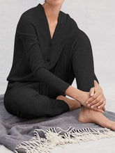 Load image into Gallery viewer, Fashion Casual V-neck Button Long Sleeve Solid Color Two-piece Suit