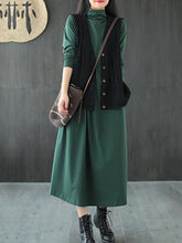 Load image into Gallery viewer, Fashion Solid Color High Neck Loose Dress