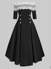 Load image into Gallery viewer, Elegant and Generous One-neck Lace Long Sleeve Dress